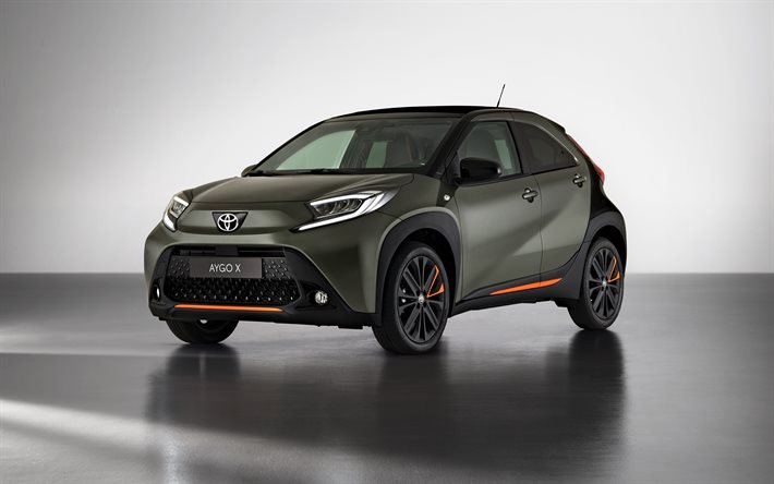2022, Toyota Aygo X, 4k, edest&#228;, ulkoa, uusi ruskea Aygo X, japanilaiset autot, Toyota