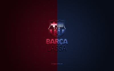 FC Barcelona Basquet, spansk basketklubb, bl&#229; r&#246;d logotyp, r&#246;d bl&#229; kolfiberbakgrund, Liga ACB, basket, Barcelona, Spanien, FC Barcelona Basquet logotyp