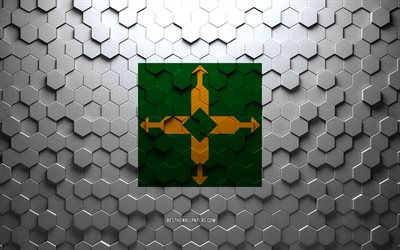 Flag of Federal District, honeycomb art, Federal District hexagons flag, Federal District, 3d hexagons art, Federal District flag
