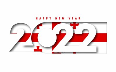 Happy New Year 2022 Georgia, white background, Georgia 2022, Georgia 2022 New Year, 2022 concepts, Georgia, Flag of Georgia