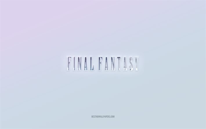 Final Fantasy logo, cut out 3d text, white background, Final Fantasy 3d logo, Final Fantasy emblem, Final Fantasy, embossed logo, Final Fantasy 3d emblem