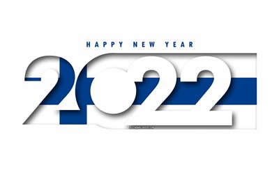 2022 Mutlu Yıllar Finlandiya, beyaz arka plan, Finlandiya 2022, Finlandiya 2022 Yeni Yıl, 2022 kavramlar, Finlandiya, Finlandiya Bayrağı