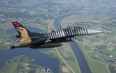 F-16C Fighting Falcon, Força Aérea Turca, aeronave de combate, F-16C, Turquia, aeronave militar, F-16 no céu