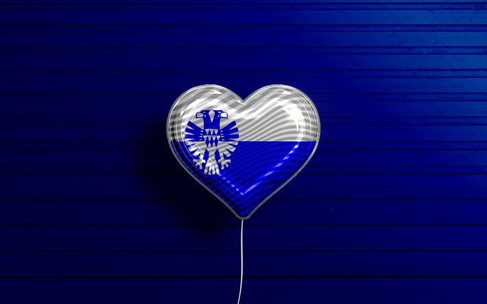 I Love Arnhem, 4k, palloncini realistici, sfondo di legno blu, Giorno di Arnhem, citt&#224; olandesi, bandiera di Rotterdam, Paesi Bassi, palloncino con bandiera, bandiera di Arnhem, Arnhem