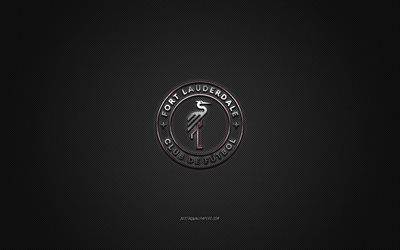 Fort Lauderdale CF, American soccer club, pink logo, gray carbon fiber background, USL League One, soccer, Fort Lauderdale, USA, Fort Lauderdale CF logo