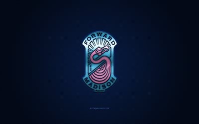 Forward Madison FC, American soccer club, blue logo, blue carbon fiber background, USL League One, soccer, Wisconsin, USA, Forward Madison FC logo