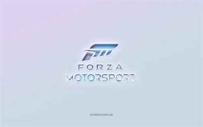 شعار Forza Horizon, قطع نص ثلاثي الأبعاد, خلفية بيضاء, شعار Forza Horizon ثلاثي الأبعاد, فورزا الأفق, شعار محفور