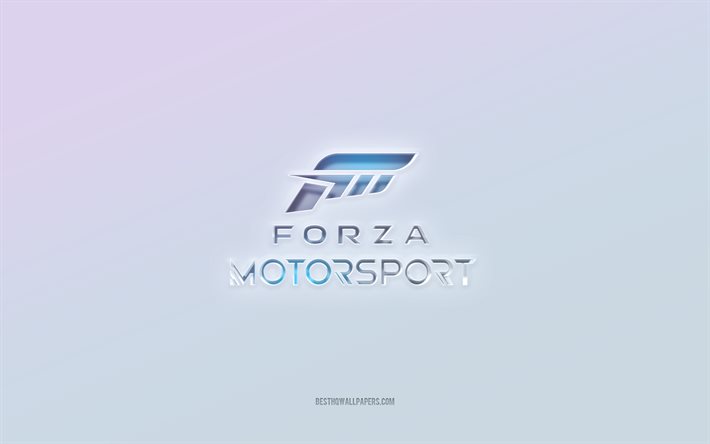 Logotipo do Forza Horizon, texto cortado em 3D, fundo branco, logotipo 3D do Forza Horizon, emblema do Forza Horizon, logotipo do Forza Horizon, logotipo em relevo, emblema do Forza Horizon 3D