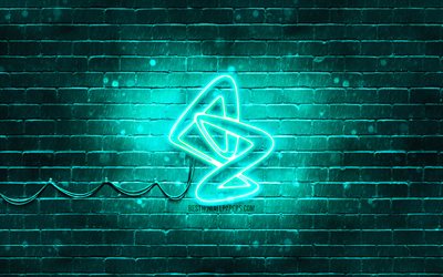 AstraZeneca turquoise logo, 4k, turquoise brickwall, AstraZeneca logo, Covid-19, Coronavirus, AstraZeneca neon logo, Covid vaccine, AstraZeneca