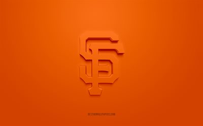 San Francisco Giants emblem, creative 3D logo, orange background, American baseball club, MLB, San Francisco, USA, San Francisco Giants, baseball, San Francisco Giants insignia