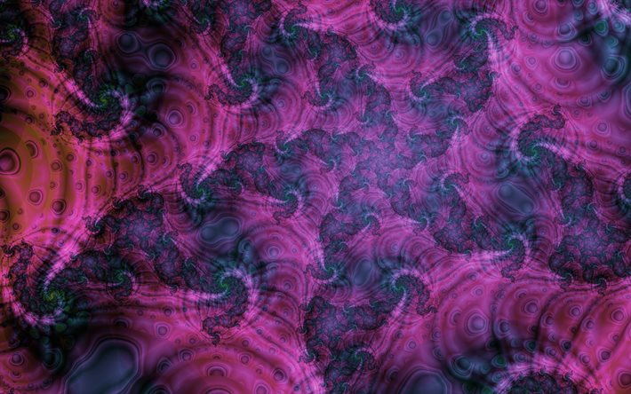 fractales violettes, fond avec des fractales, fond de fractales violettes, fond violet cr&#233;atif, fractales