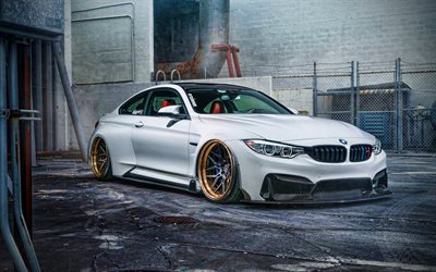 4k, BMW M4, supercars, F82, low rider, BMW s&#233;rie 4, BMW F82, voitures allemandes, HDR, BMW