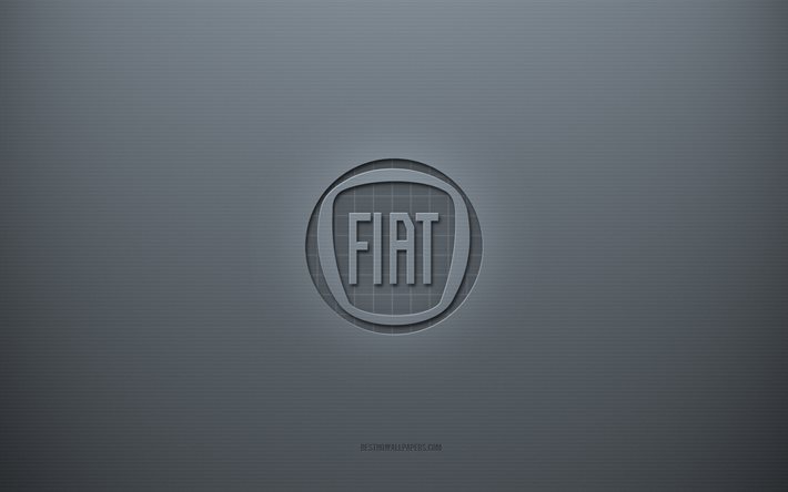Logotipo da Fiat, fundo cinza criativo, emblema da Fiat, textura de papel cinza, Fiat, fundo cinza, logotipo 3D da Fiat