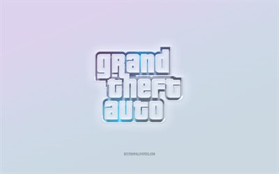 GTA logo, Grand Theft Auto, cut out 3d text, white background, GTA 3d logo, Forza Horizon emblem, GTA, embossed logo, GTA 3d emblem, Grand Theft Auto logo