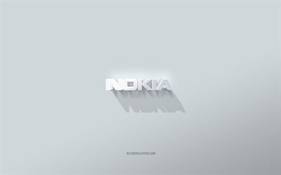 Nokia logo, white background, Nokia 3d logo, 3d art, Nokia, 3d Nokia emblem