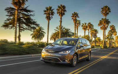 Download wallpapers Chrysler Pacifica Hybrid, road, 2017 cars, minivan ...