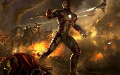 Iron Man, battle, superheros, art, IronMan
