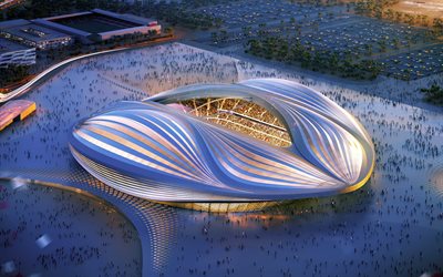 Al Wakrah Stadium, Qatar, 4k, football stadium, Qatar 2022, sports arena, 2022 FIFA World Cup