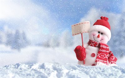 snowman, winter, snow, New Year, concepts, Christmas, Xmas