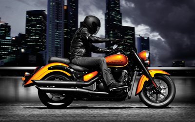 Suzuki Boulevard C90, 2017, luxo motocicleta, laranja Boulevard, Suzuki