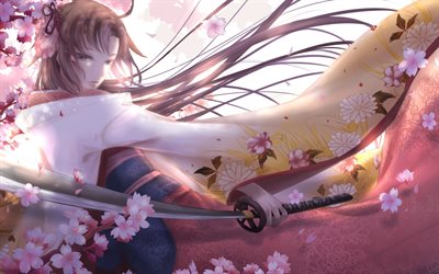 fate grand order, girl samurai, sword, Japanese anime, manga, ryougi shiki, kara no kyoukai