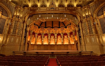 Orpheum Theatre, Broadway, Los Angeles, interior, scene, red curtains, USA