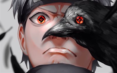 Shisui Uchiha, red eyes, black raven, manga, Shisui of the Body Flicker, Naruto