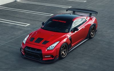 Nissan GT-R, 2018, red sports car, tuning GT-R, japanese sports car, red GT-R, Nissan