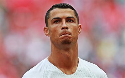 Cristiano Ronaldo, le portugais, joueur de football, visage, portrait de Ronaldo, le Portugal &#233;quipe nationale de football, CR7, monde la star du football, 4k