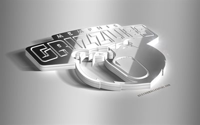 Memphis Grizzlies, 3D de acero logotipo, American Club de Baloncesto, 3D emblema de la NBA, de Memphis, Tennessee, estados UNIDOS, de los Memphis Grizzlies emblema de metal, Asociaci&#243;n Nacional de Baloncesto, creativo, arte 3d, baloncesto