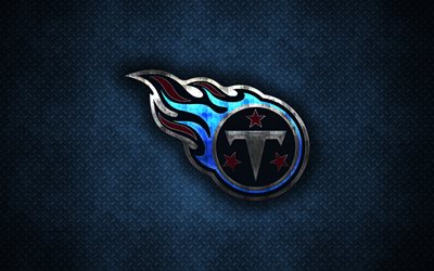 Tennessee Titans, American football club, metal logo, Nashville, Tennessee, USA, creative art, NFL, emblem, blue metal background, american football club