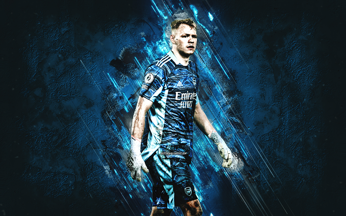 Aaron Ramsdale, Arsenal FC, English footballer, goalkeeper, red stone background, soccer, Premier League, England