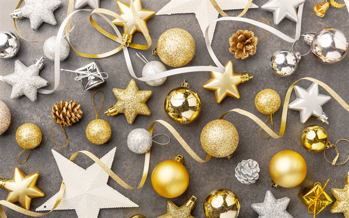Download wallpapers Background with golden Christmas decorations, 4k, Merry  Christmas, Happy New Year, Christmas balls, Christmas background, Christmas  greeting card for desktop free. Pictures for desktop free