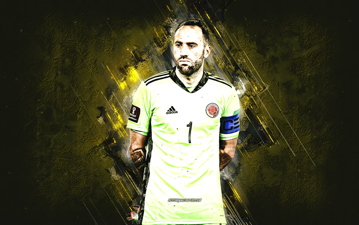 David Ospina, &#233;quipe nationale de football de Colombie, footballeur colombien, gardien de but, portrait, fond de pierre jaune, Colombie, football