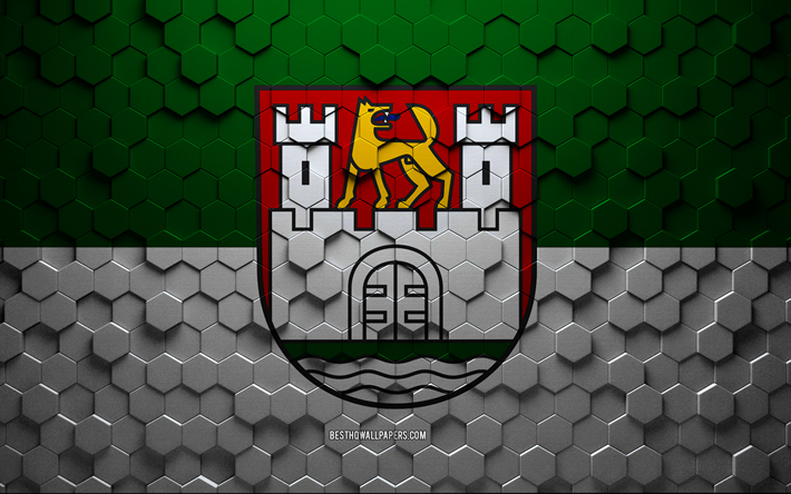Bandeira de Wolfsburg, arte em favo de mel, bandeira de hex&#225;gonos de Wolfsburg, Wolfsburg, arte em hex&#225;gonos 3D, bandeira de Wolfsburg