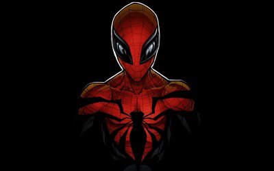 Spiderman, supereroe, minimal, sfondo nero