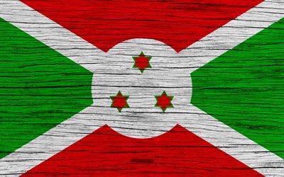 Burundin lippu, 4k, Afrikka, puinen rakenne, kansalliset symbolit, art, Burundi