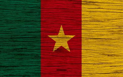 Flag of Cameroon, 4k, Africa, wooden texture, Cameroonian flag, national symbols, Cameroon flag, art, Cameroon