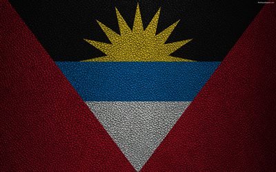 Flag of Antigua and Barbuda, 4K, leather texture, North America, Antigua and Barbuda flag, world flags, Antigua and Barbuda