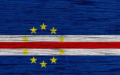 Flag of Cape Verde, 4k, Africa, wooden texture, national symbols, Cape Verde flag, art, Cape Verde