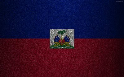 Flag of Haiti, 4K, leather texture, North America, Haiti flag, flags of the world, Haiti
