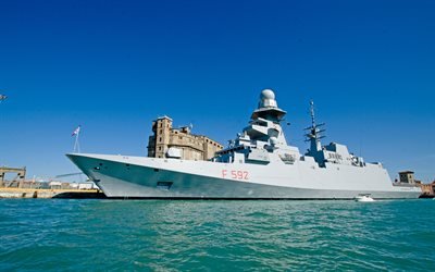 carlo margottini, f 592, italienisch, kriegsschiff, fregatte, italienischen marine, hafen, meer