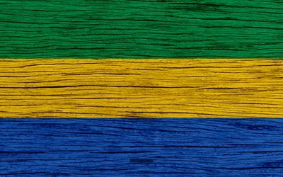 Flag of Gabon, 4k, Africa, wooden texture, Gabonese flag, national symbols, Gabon flag, art, Gabon