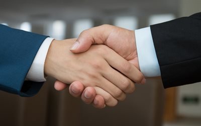 handshake, business concepts, 4k, conclusion of a deal, business people
