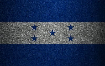 Flag of Honduras, 4k, leather texture, North America, Honduras flag, flags of the world, Honduras