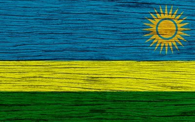 Ruandan lippu, 4k, Afrikka, puinen rakenne, kansalliset symbolit, art, Ruanda