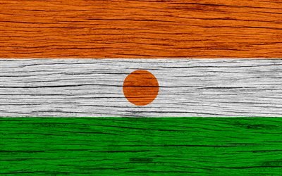 Flag of Niger, 4k, Africa, wooden texture, Nigerian flag, national symbols, Niger flag, art, Niger