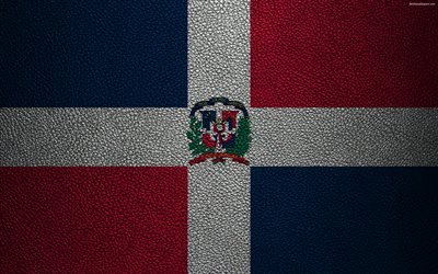 Flag of the Dominican Republic, 4k, leather texture, North America, Dominican Republic flag, flags of the world, Dominican Republic