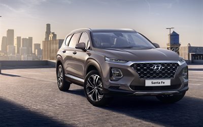 Hyundai Santa Fe, 2019, 4k, vue de face, 4 g&#233;n&#233;ration, le nouveau Santa Fe, VUS de luxe, Hyundai