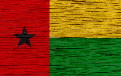 Flaggan i Guinea-Bissau, 4k, Afrika, tr&#228;-struktur, nationella symboler, Guinea-Bissau flagga, konst, Guinea-Bissau